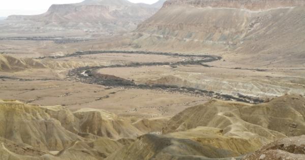 Blick ins Wadi Tsin von Ben Gurions Grab